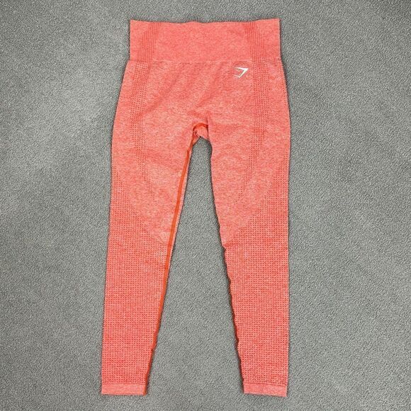 GymShark Vital 2.0 Seamless Leggings Chili Red Marled Medium - Picture 1 of 13